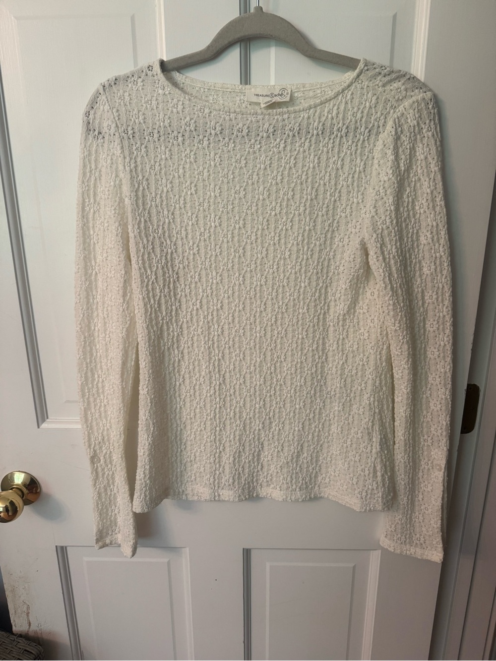 Textured Ivory Lace Long-Sleeve Top